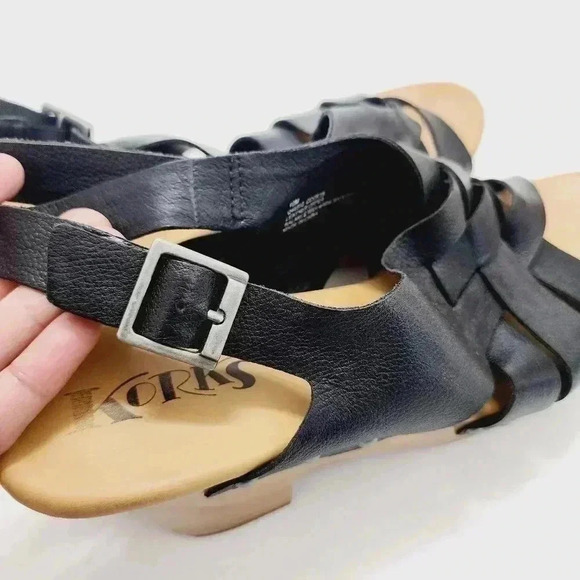 Korks Leather Ankle Strap Block Wedge Heels Women's 10 - Picture 4 of 11